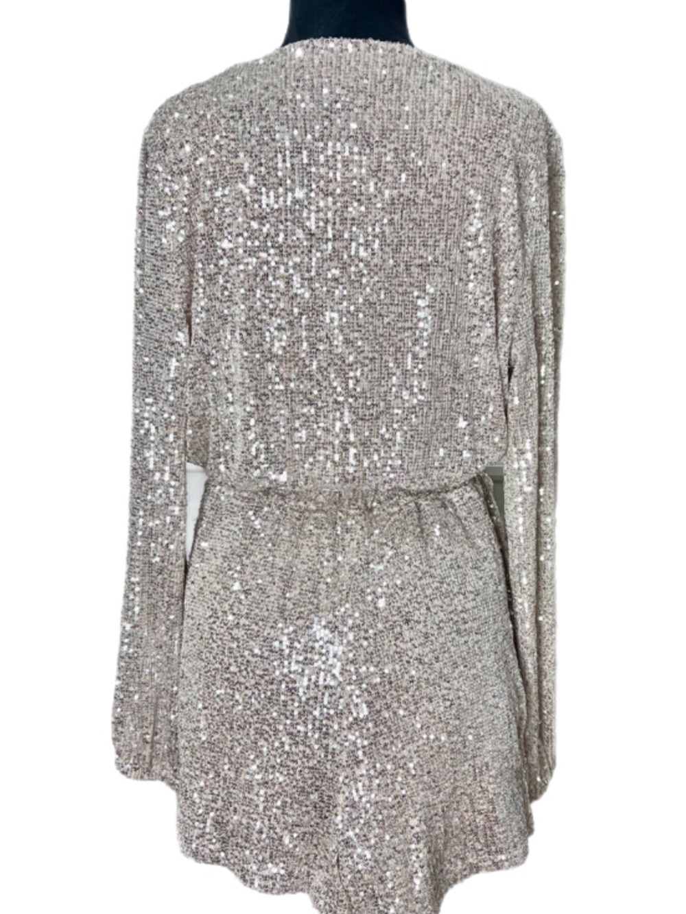 Aakaa Silver Sequin Wrap Romper - Picture 6 of 8